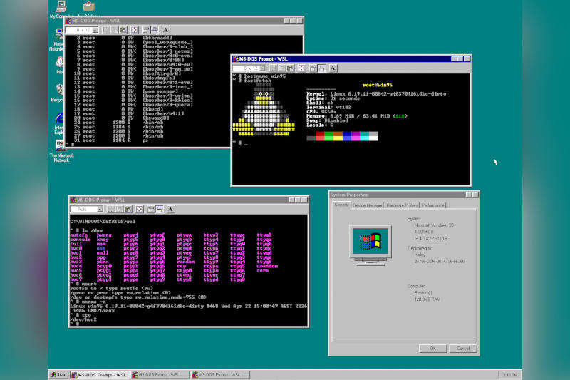 «Truco increíble»: una chica ejecuta un Linux moderno en Windows 95