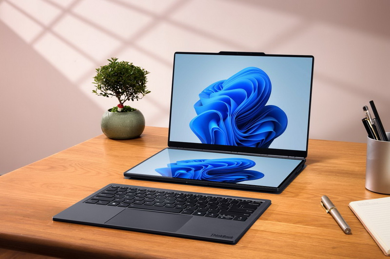 Lenovo presentó el nuevo portátil modular ThinkBook Modular AI PC, equipado con dos pantallas y un teclado desmontable