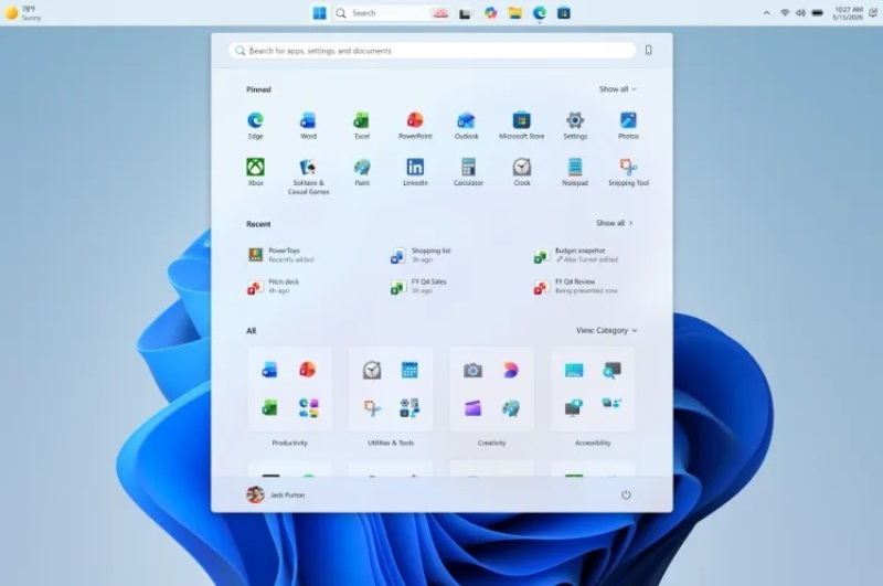 Microsoft permitirá mover la barra de tareas y cambiar el tamaño del menú Inicio en Windows 11