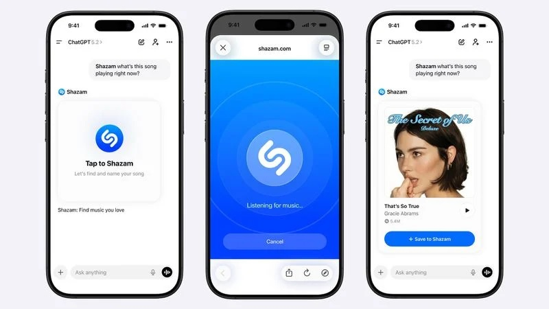ChatGPT ahora puede identificar melodías gracias a la integración de Shazam.